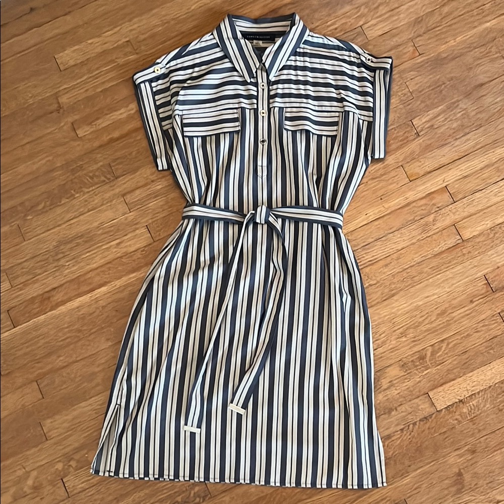 Tommy Hilfiger Blue and Tan Shirt Dress